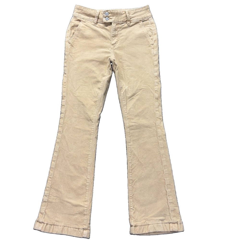 American Eagle Corduroy Pants Womens 0 (38x29) Kick Boot High Rise Beige Stretch